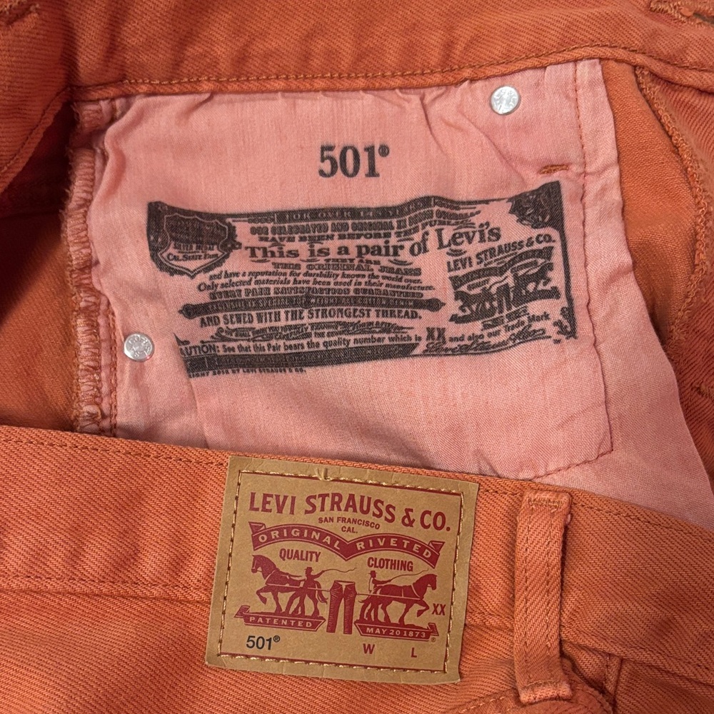 Levi's Orange Jean Shorts - Picture 2 of 4